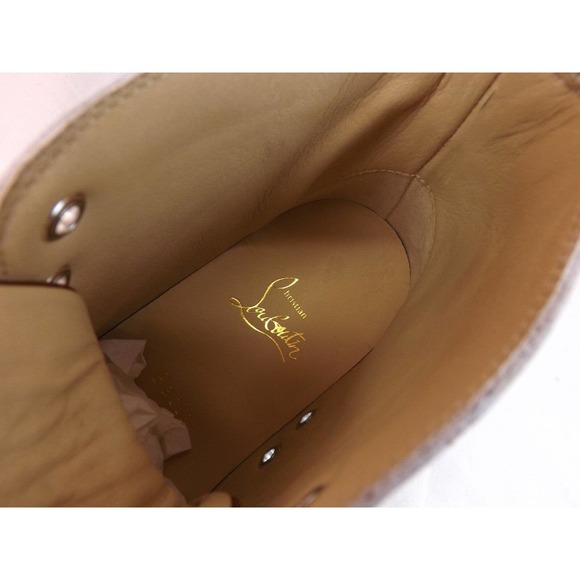 NIB LOUBOUTIN BIP BIP LASER FLORALS TAN CROC PRINT LEATHER HI TOP SNEAKERS 38.5 - Picture 9 of 12